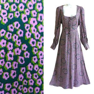 Runway Kate Spade New York Flair Flora Midi Dress Long Puff Sleeves A-Line 4